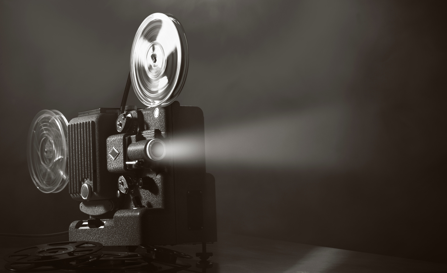 Vintage film projector and film screening